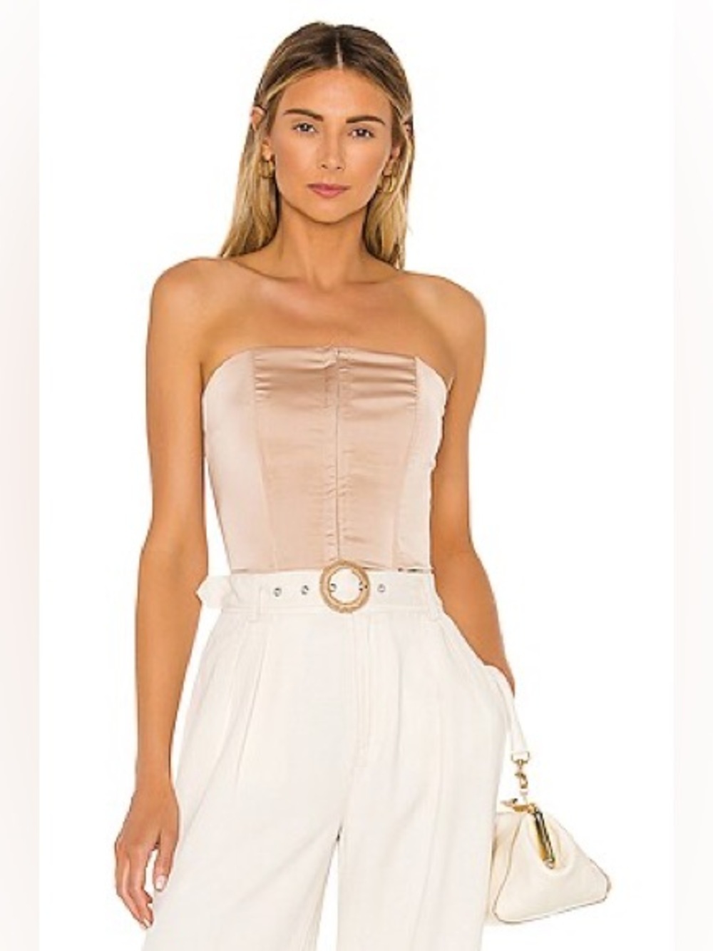 Revolve SUPERDOWN Cailyn Satin Corset Top Champagne Size XS 90s Chic Sexy Sleek